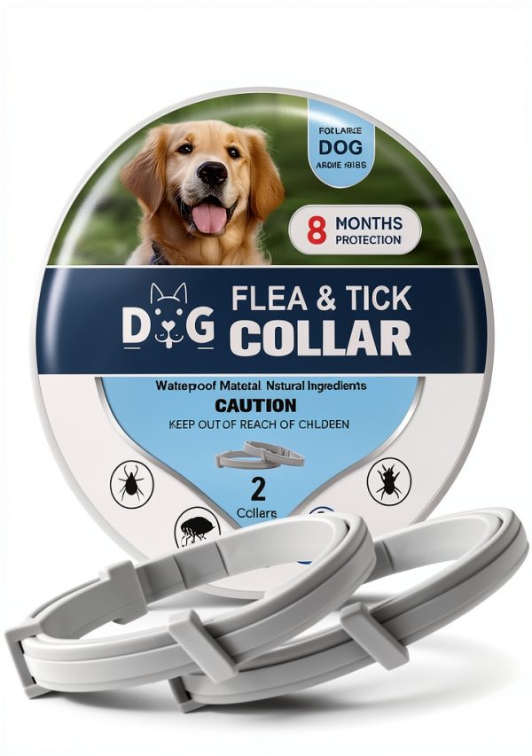 NJKPUYT Dog Flea Collar Adjustable 8 Month Protection-0