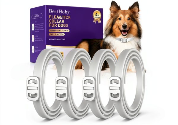 BestHoby Dog Flea Collar Plant Powered Adjustable 4 Pack-0
